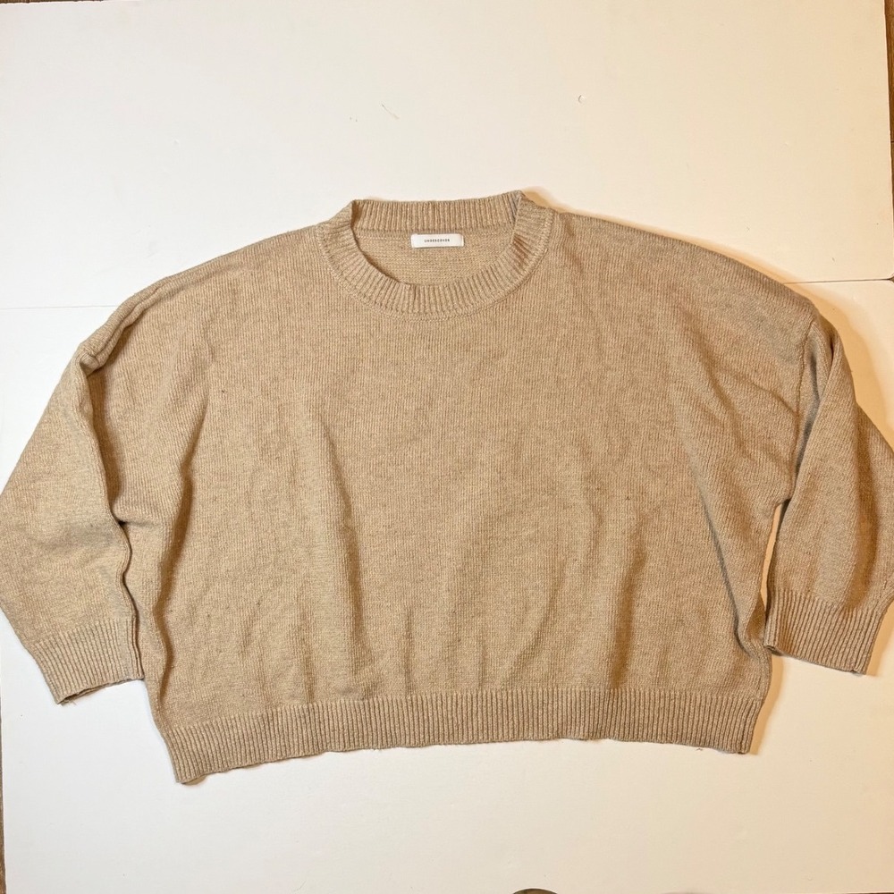Undercover Sweater Beige Knit Oversized Crewneck Dropped Shoulder